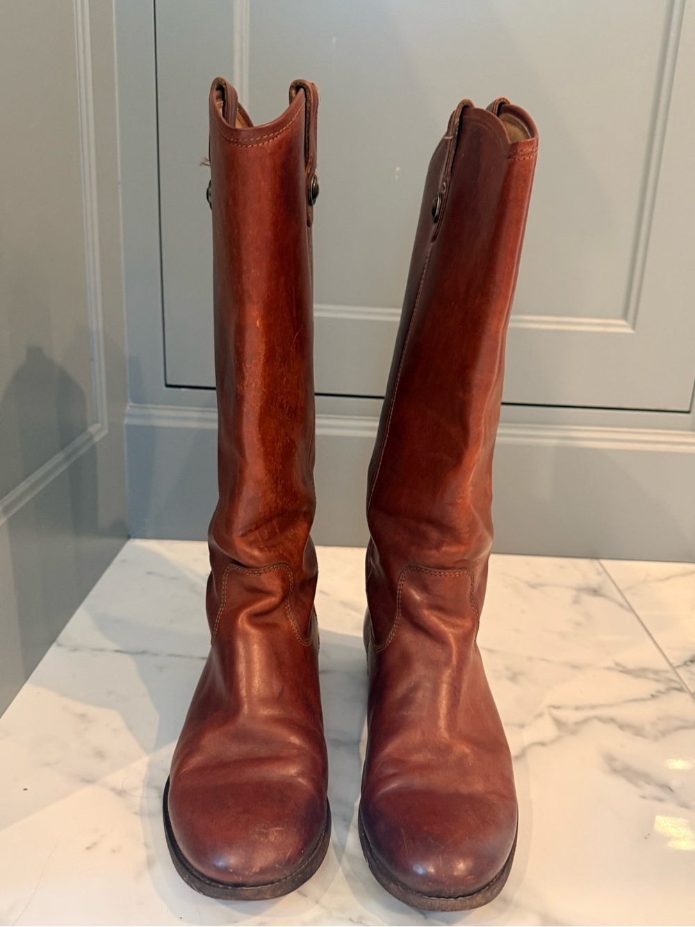 FRYE Women's Tall Leather Boots in Rust